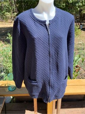Quilted polka dot zippered cloth jacket 2X la Cera cotton blend
